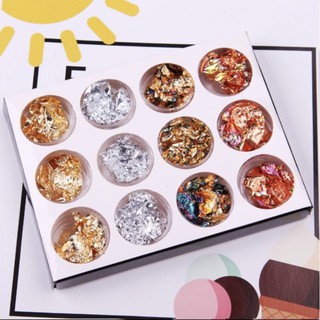 Giấy nhún nail , giấy nhún vàng bạc 12 ô