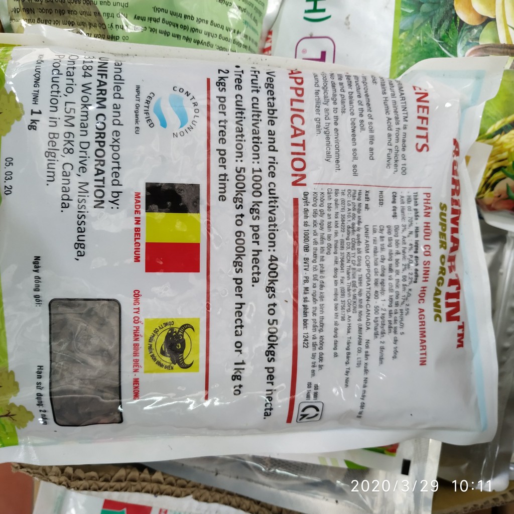 Phân hữu cơ sinh học Agrimartin nhập khẩu từ Bỉ gói 1kg