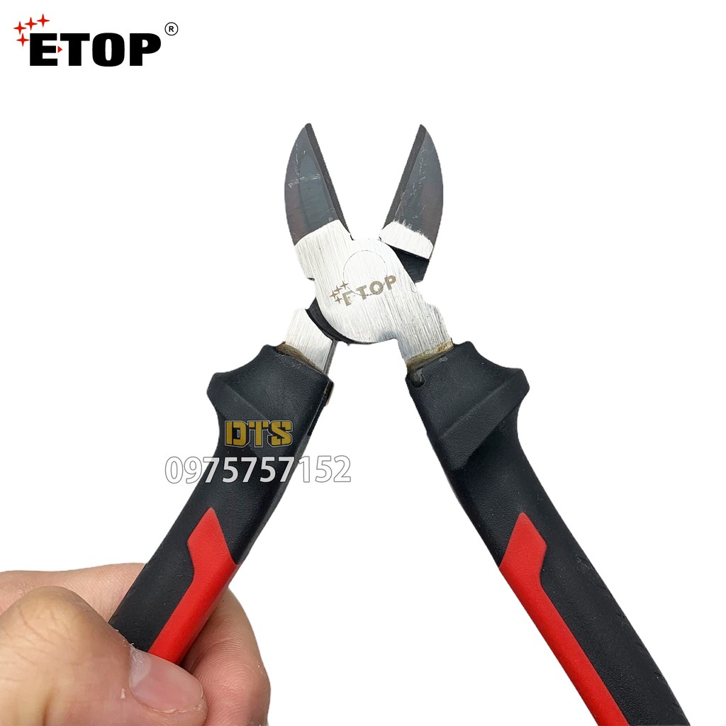 Kìm cắt chuyên dụng ETOP 190mm, kềm cắt thép Carbon siêu cứng, chịu lực cao, tay cầm bọc cao su vân chống trượt