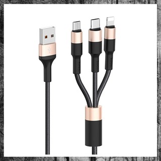 Cáp Sạc 3 Đầu Hoco X26 Lightning Micro-USB Type C Dài 1 Mét