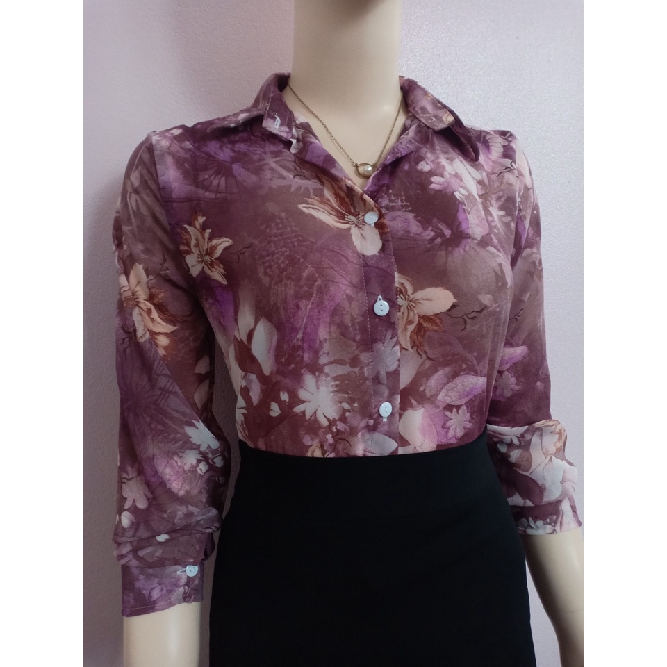 Áo sơ mi nữ  họa tiết A 4115 đủ size 40-90kg