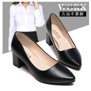Giày công sở gót vuông mũi nhọn