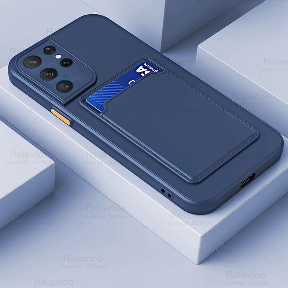 Ốp Điện Thoại Silicon Mềm Màu Kẹo Có Ngăn Đựng Thẻ Cho samsung s 21 plus s21plus s21ultra Chống Sốc