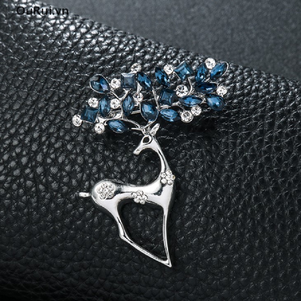 1 Ghim Cài Áo Hình Tuần Lộc Đính Đá Nhân Tạo Thời Trang