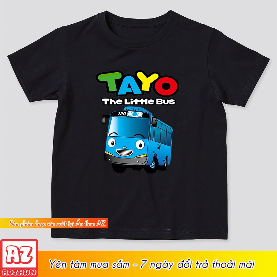 Áo thun trẻ em in hoạt hình tayo bus màu đen M2919