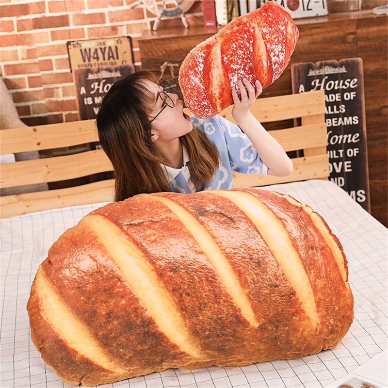 Gối Nhồi Bông Cotton PP Hình Bánh Mì/Bơ 8/16 Inch Độc Đáo Trang Trí Nhà Cửa