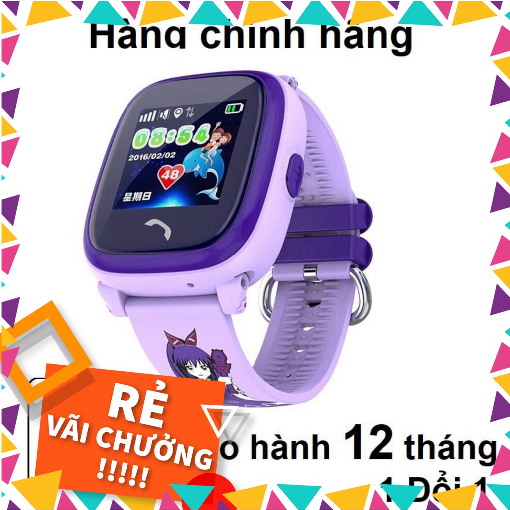 GIÁ KHUYỄN MÃI Đồng hồ thông minh trẻ em JVJ DF25 Tím, đồng hồ GPS, chống nước, lắp sim nghe goi hai chiều, BH 12 tháng