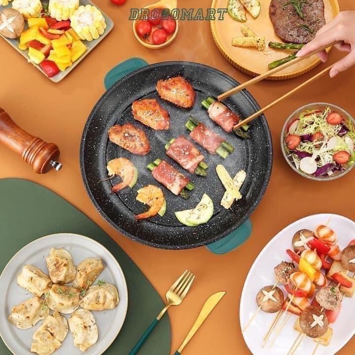 Chảo Nướng Điện Mini 26cm Chống Dính, Chảo Điện Đa Năng Sang Trọng PHONG CÁCH HÀN QUỐC