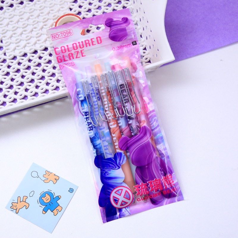 Set 6 Bút Mực Gel Dạng Bấm Thiết Kế Dễ Thương Cho Nữ