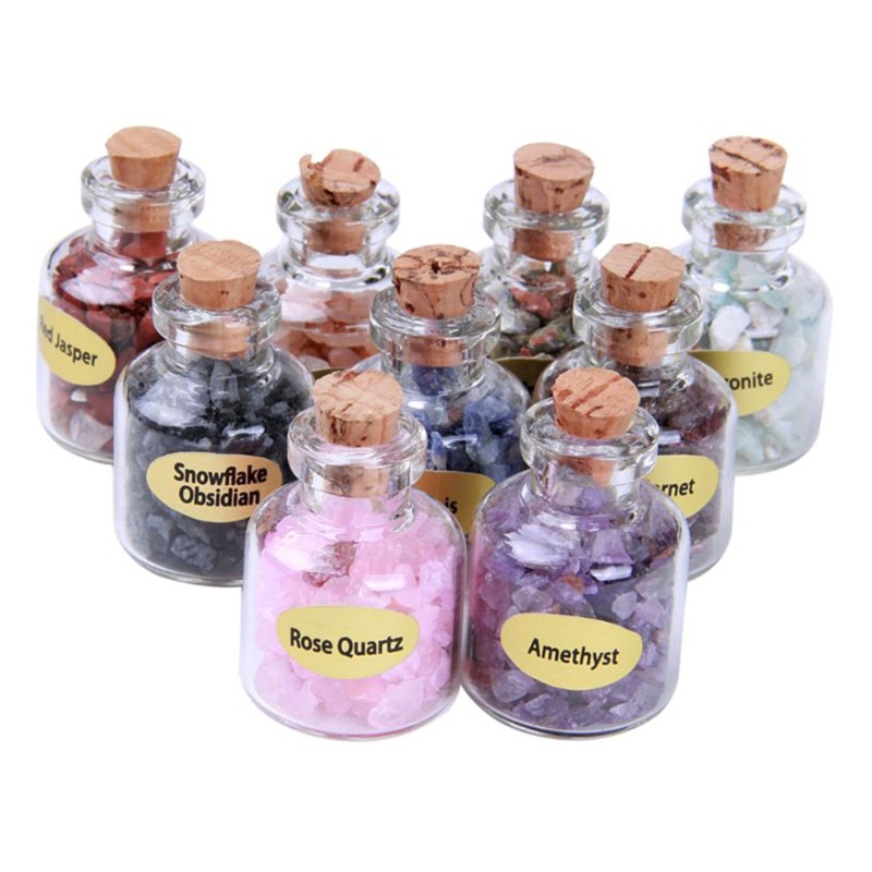 Aoto Bộ 9 Lọ Đá Quý Pha Lê Mini Chip Chữa Bệnh Bằng Đá Quý Reiki Wicca Bán Quý Decca