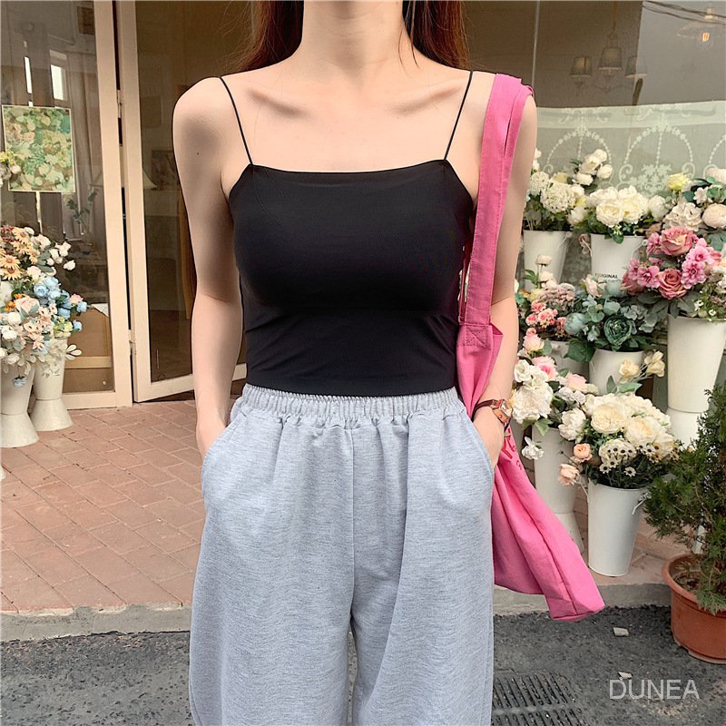 DUNEA Áo Hai Dây Không Đường May Có Mút Đệm Ngực Thiết Kế Mới Thời Trang Dành Cho Nữ