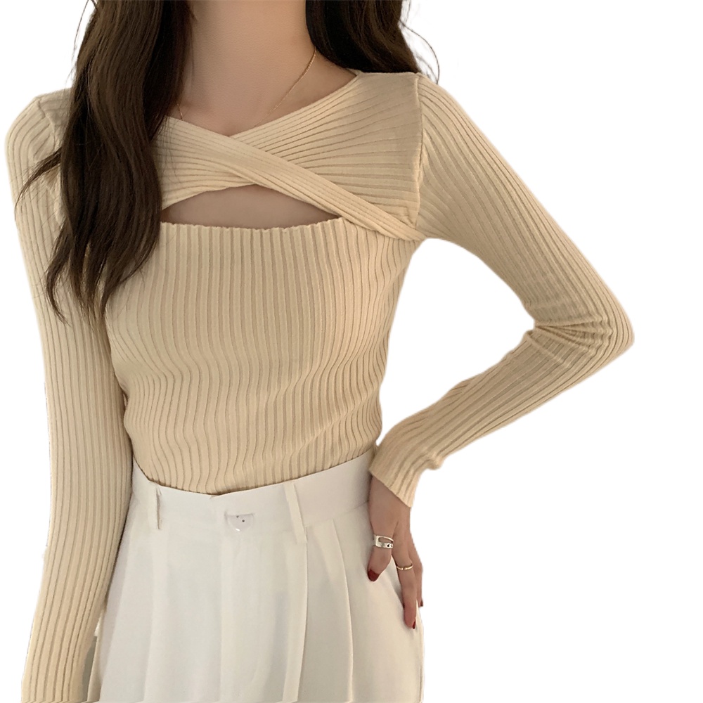 Áo Len Dệt Kim Dài Tay Mới Mùa Thu Của Phụ Nữ Phong Cách Hàn Quốc Thời Trang Sexy Top