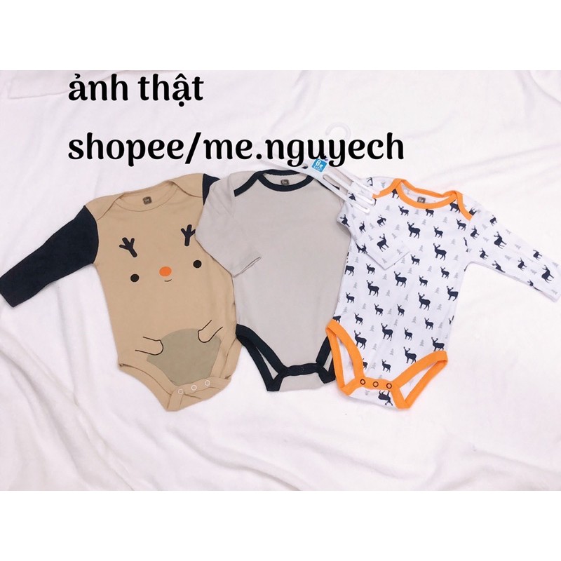 Set 3 body chíp dài tay Beliti kèm móc (chọn set)