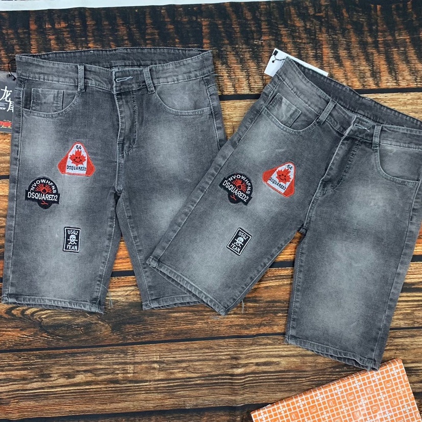 QUẦN BÒ JEAN NAM NGẮN KIỂU ĐEN RÁCH THÊU LOGO ÔNG ĐỊA NHIỀU MẪU MỚI GIÁ TỐT KAYSTORE