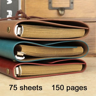 Nectaroy Vintage Retro Pu Da Bao Notebook Viết Tạp Chí Vintage Lá Họa Tiết Xoắn Ốc Trống Dây Hàng Ngày Notepad