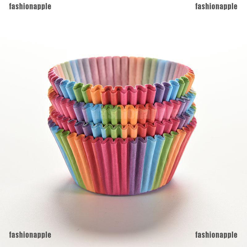 100X Rainbow Papier Tasse Kuchen-Zwischenlagen Backen Cup-Hüllen-Partei