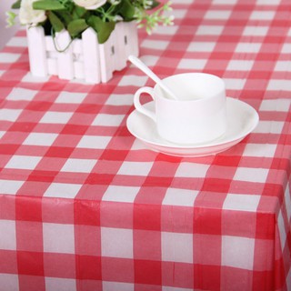 Red Plaid Disposable Plastic Tablecloth 160*160CM Picnic Party Tablecloth