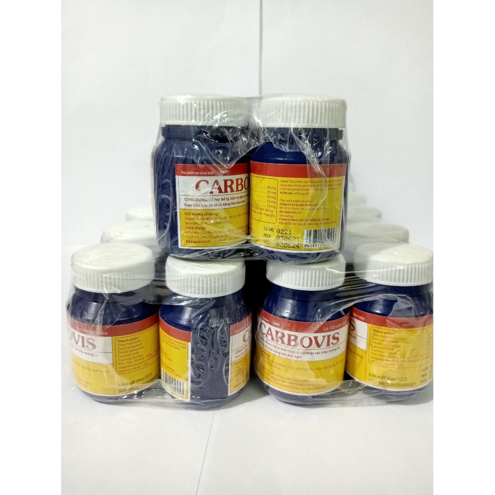 CARBOVIS Lọ 100 viên hỗ trợ tiêu hóa