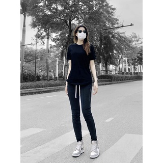 Quần Jogger Nỉ Basic Đen giành cho Nữ Lexuza 0108 [Dây rút đen]
