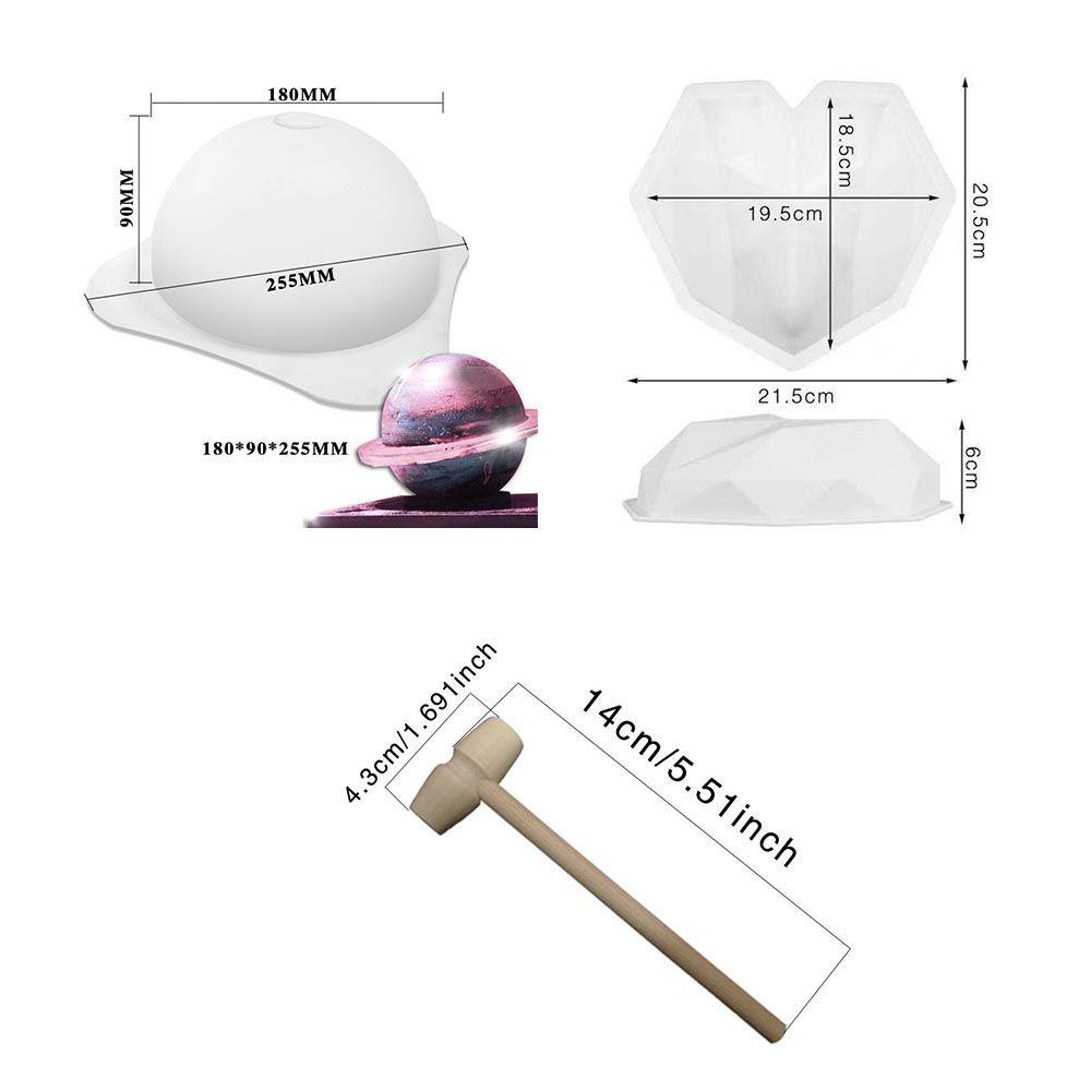 Khuôn Silicone Tạo Hình Làm Bánh Kẹo Hình Bán Cầu / Trái Tim 3D