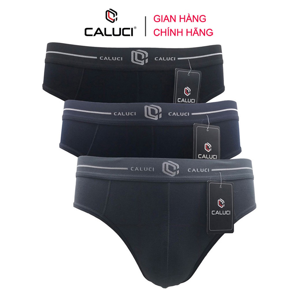 Combo 3 quần sịp tam giác CALUCI CBF1801, vải Cotton mềm mại, xốp nhẹ, thoáng mát