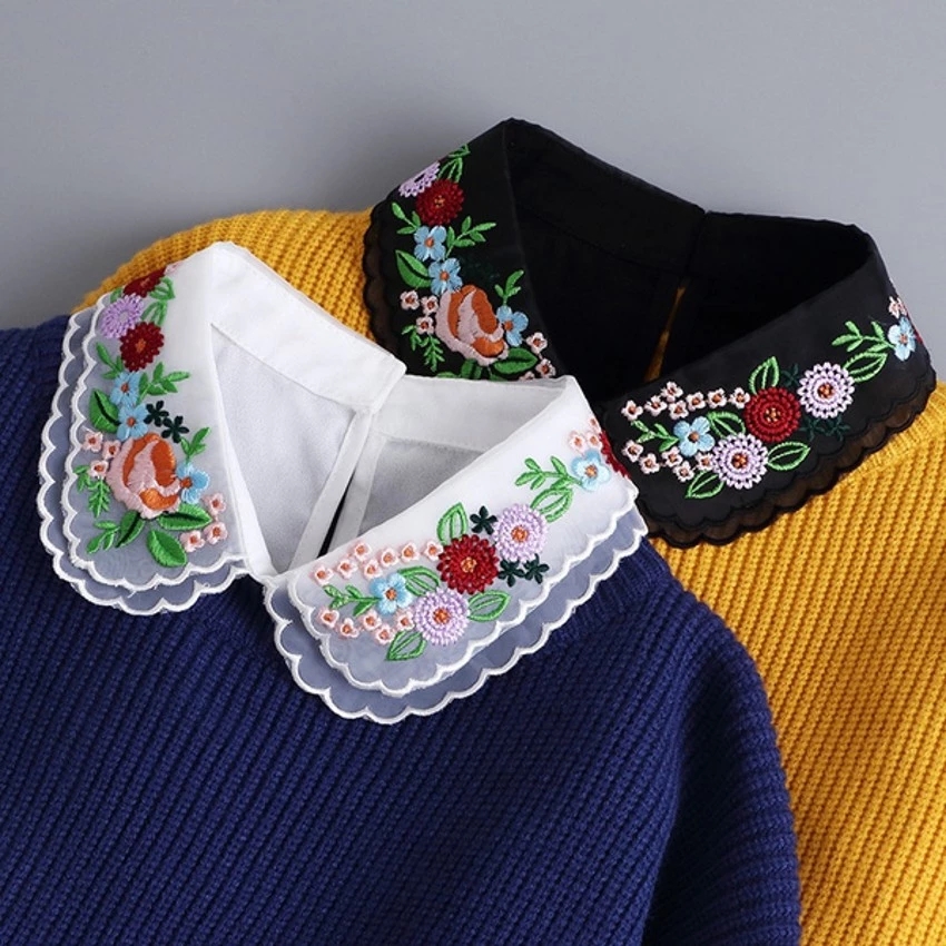 Cổ áo giả bằng cotton màu trắng/đen phong cách Hàn Quốc xinh xắn dễ tháo rời thích hợp cho áo len