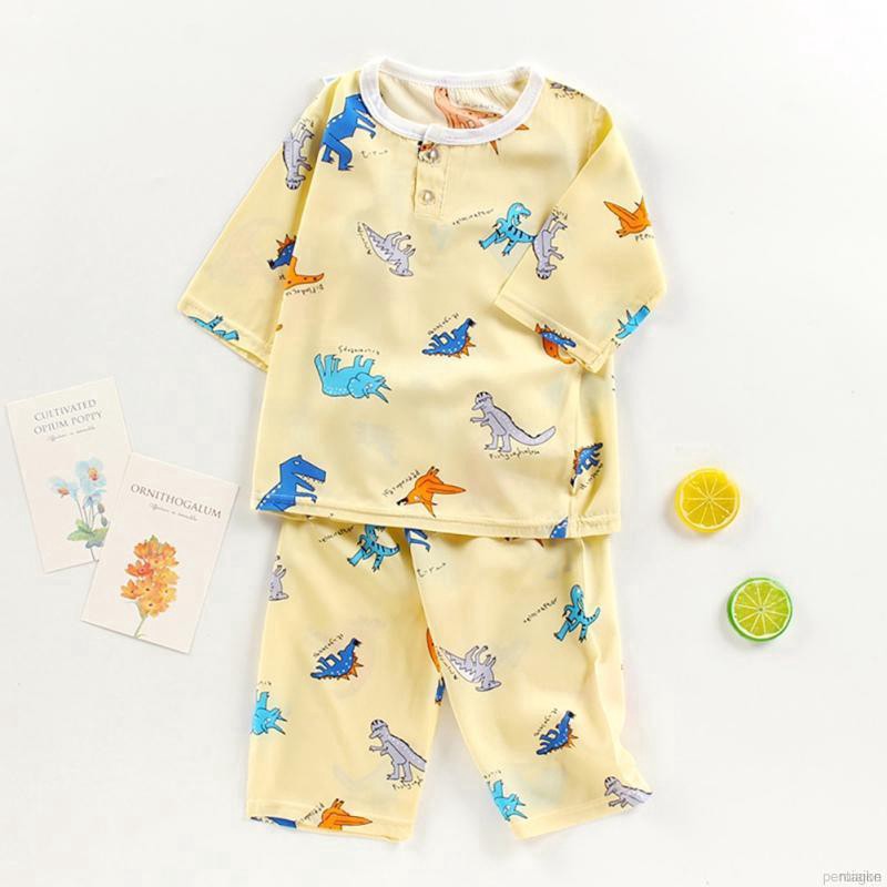 ruiaike  Summer Toddler Kids Cartoon Cotton Pajamas Suit Home Sleepwear Nightwear