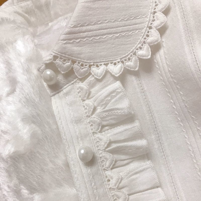 Áo Sơ Mi Dài Tay Phối Ren Bèo Phong Cách lolita Nhật Bản