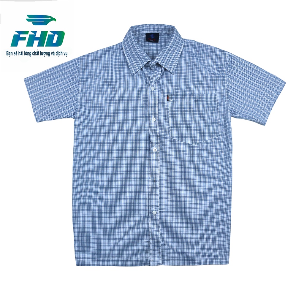 Áo sơ mi nam trung niên tay ngắn chất vải kate mềm mịn, đường may kỹ lưỡng, form rộng từ 45-80Kg FHDA014