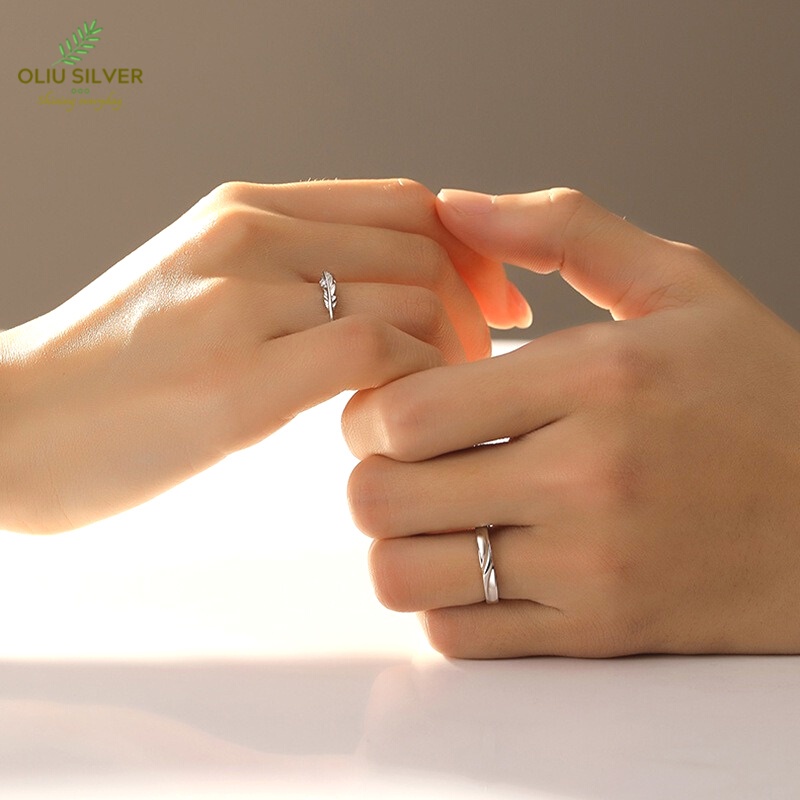 Nhẫn Đôi Bạc S925 Lông Vũ Cupid's Feather Free Size  | Nhẫn Cặp Bạc Điều Chỉnh Được