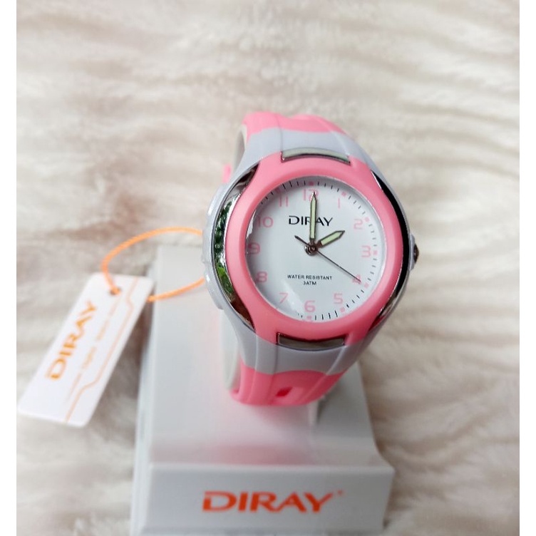 Đồng hồ trẻ em chín.h hãng Diray chạy kim màu đen/nhiều màu cho bé trai/gái chống nước,dây silicon bền bỉ