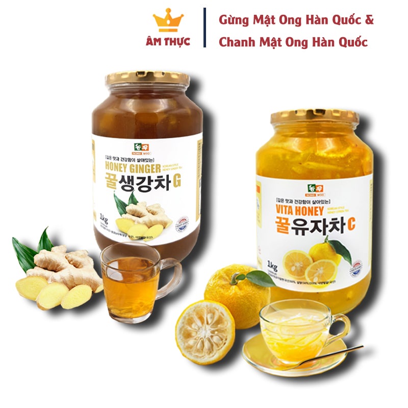 Chanh Gừng Mật Ong Hàn Quốc Loại 1 Nong Woo - Lọ 1 kg - Nhập Khẩu Trực Tiếp