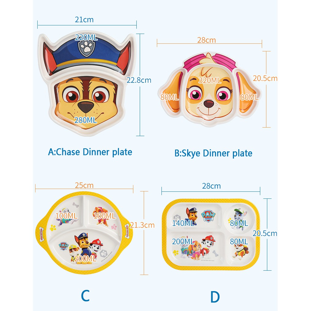 Bộ Đồ Dùng Ăn Dặm Hoạ Tiết Hình Chó Cứu Hộ Paw Patrol Cho Bé