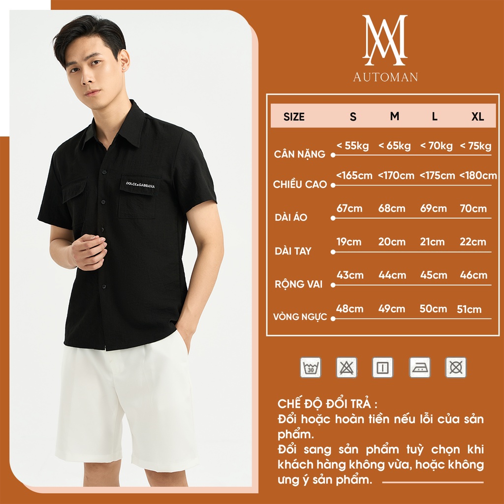 Áo sơ mi đũi tay ngắn cổ bẻ chất liệu cao cấp thoáng mát AUTOMAN A05