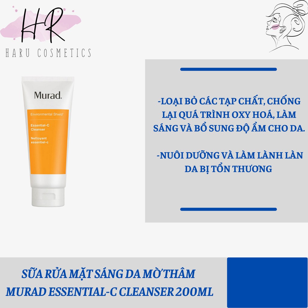 Sữa rửa mặt sáng da mờ thâm MURAD ESSENTIAL-C CLEANSER làm sạch - tinh khiết da nám và lão hóa do môi trường