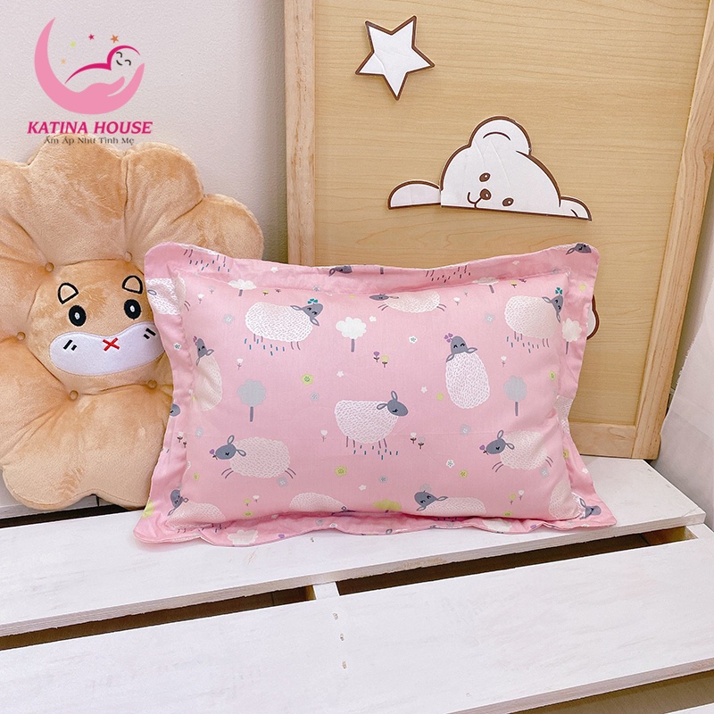 Gối trẻ em cao cấp 1-5t, gòn lông vũ nhân tạo vải Cotton satin hàn quốc giúp gối êm mềm, mát, nhiều họa tiết hình thú