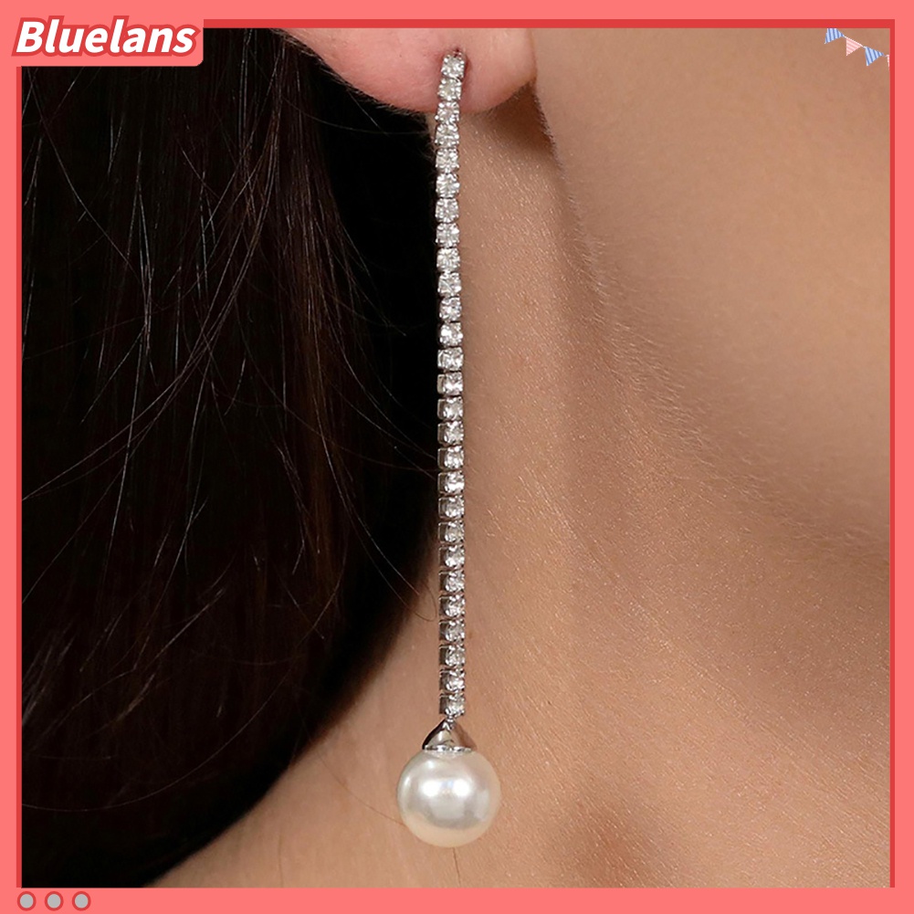 Hoa tai dáng dài đính ngọc trai giả sành điệu trẻ trung