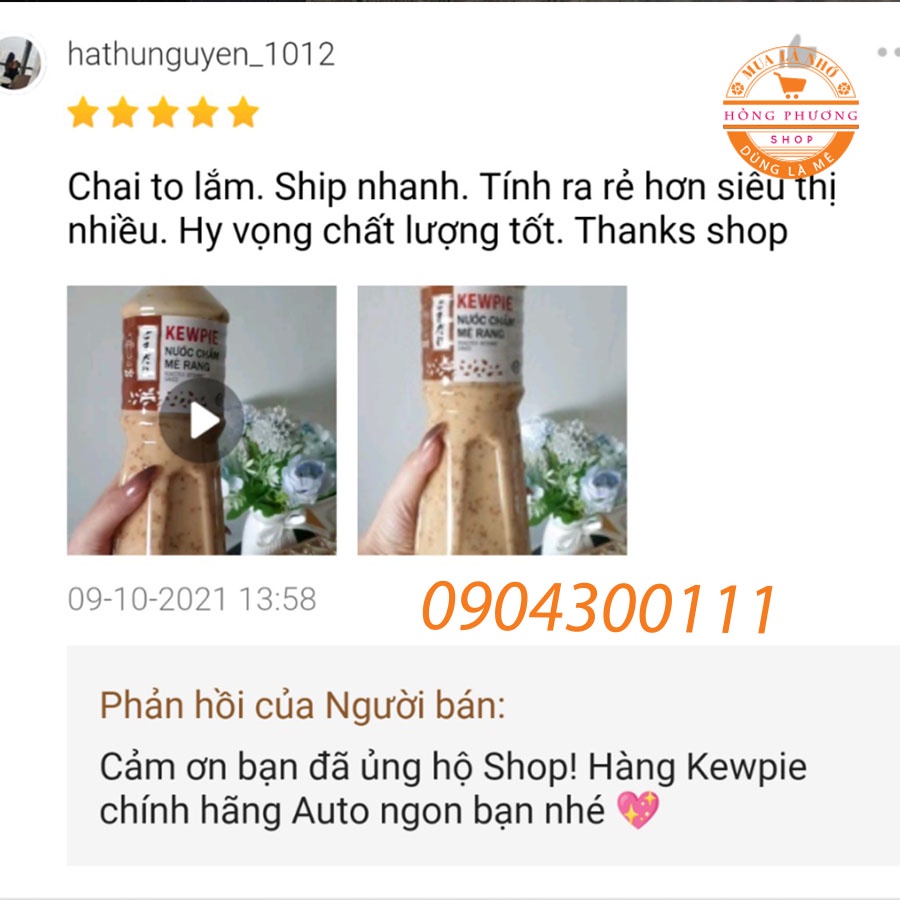 Combo chấm mè rang Kewpie 1 lít + xốt Mayonnaise hương vị Nhật ít béo Kewpie 300g