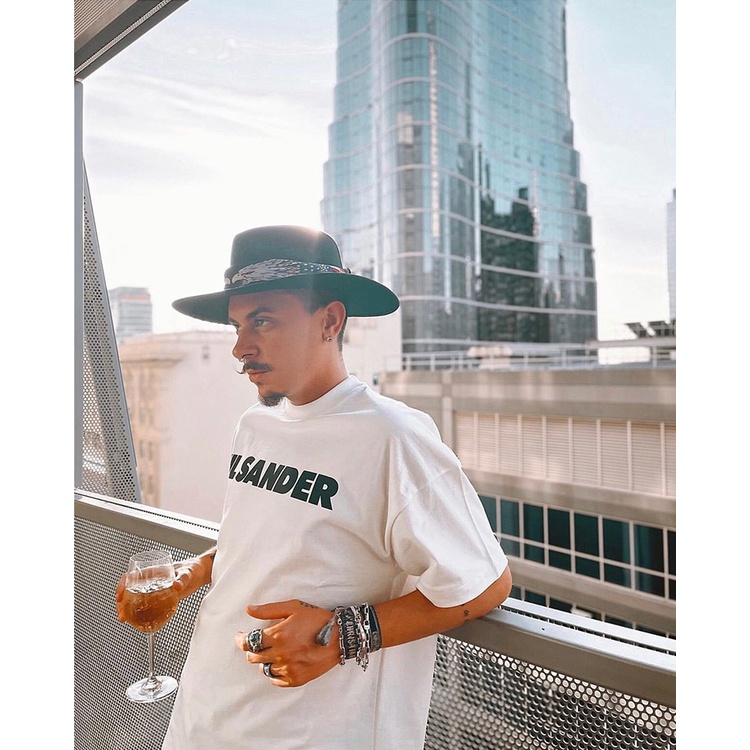 JILSANDER basic round neck simple short-sleeved letter print logo couple loose T-shirt