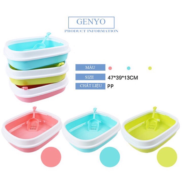 [LOẠI 1-TẶNG XẺNG] Chậu đựng cát vệ sinh cho mèo hình bầu dục size to 45x39x13 cm