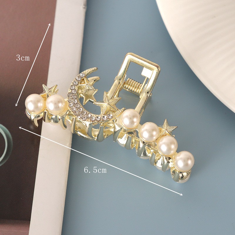 Kẹp tóc kim loại cao cấp đính đá, ngọc trai giả phong cách Hàn Quốc xinh xắn cho nữ K18