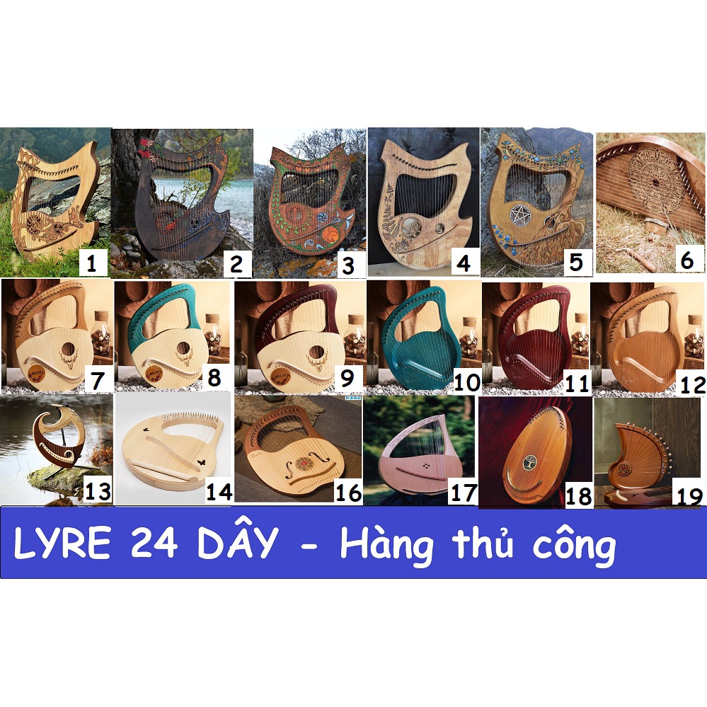 [ BST LYRE] Đàn Lyre 19 dây /21 dây/24 dây Lyre Harp Molin-MM1882 Xanh Dương tặng cây chỉnh dây, phím gãy đàn, khăn lau