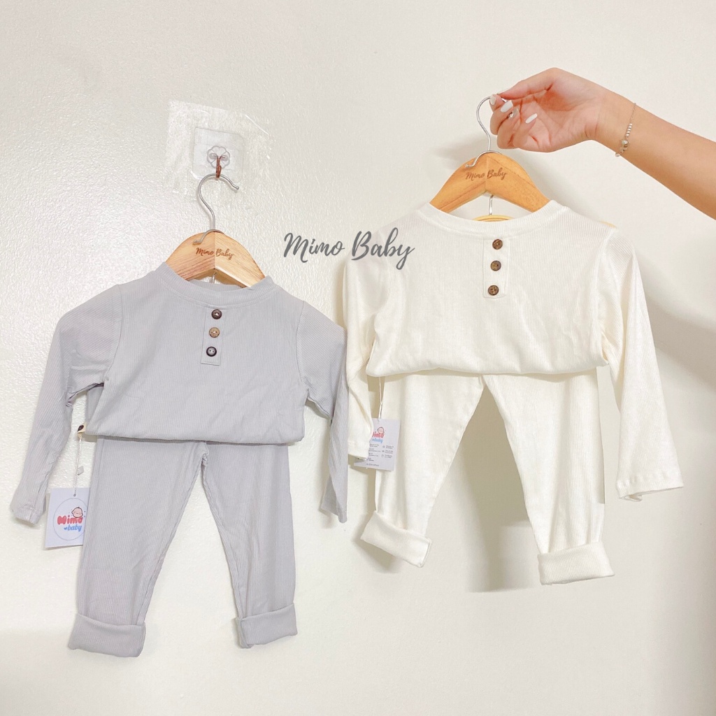 Bộ quần áo dài tay chất liệu thun tăm co dãn mùa thu đông cho bé QA38 Mimo Baby