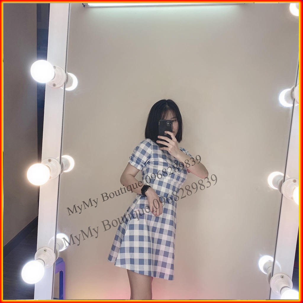 Váy Nữ Xinh, Váy Caro Tay Phồng Cổ V, Váy Bánh Bèo Tiểu Thư | BigBuy360 - bigbuy360.vn