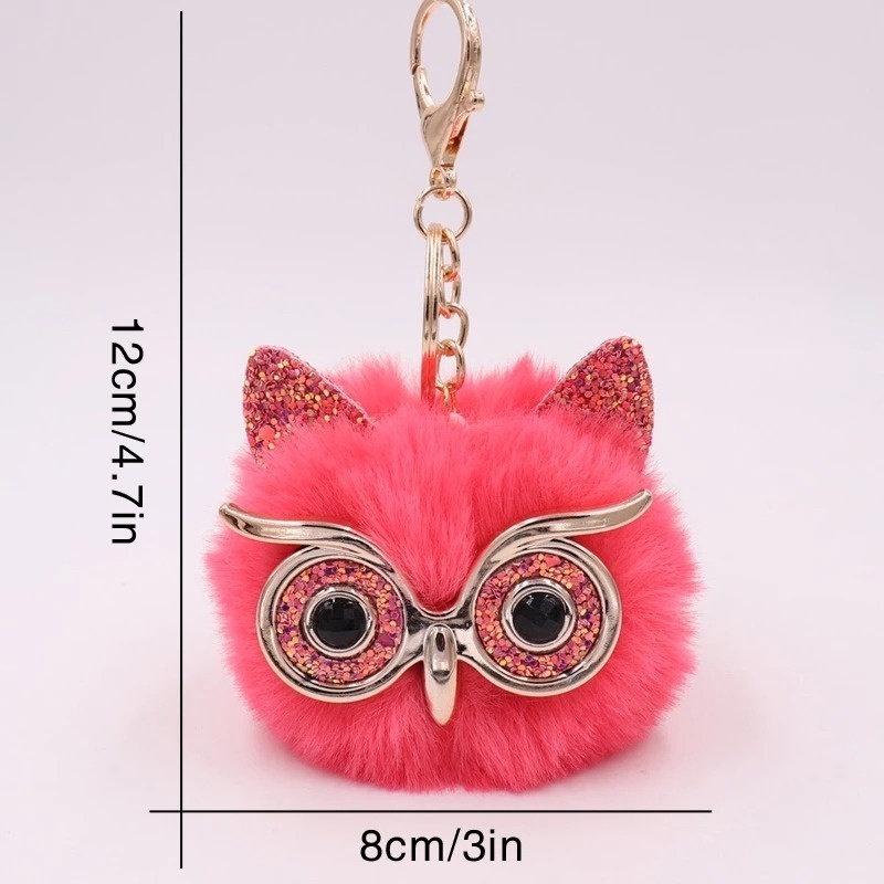 Móc Khóa Hình Chim Cú Lông Mềm Nhiều Màu Dễ Thương