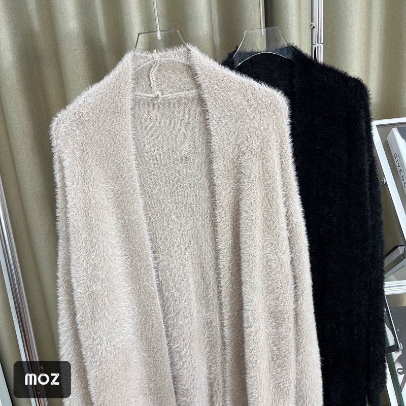 Áo cadigan len lông thỏ dáng dài | BigBuy360 - bigbuy360.vn