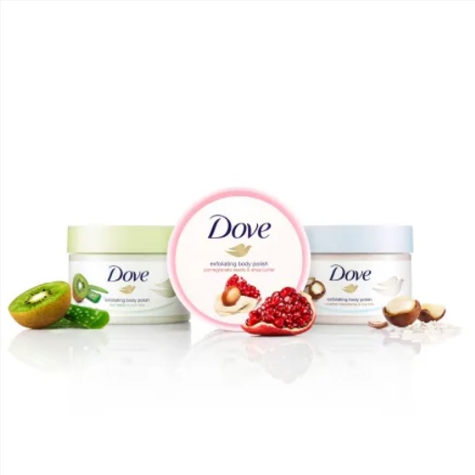 Kem tẩy da chết toàn thân DOVE Creme-Dusch-Peeling chiết xuất maca và sữa gạo 225ml