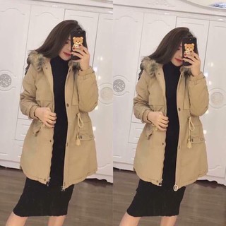 Áo khoác kaki mũ lông tháo rời