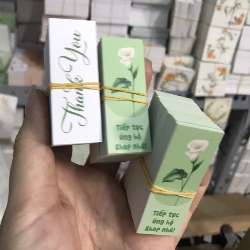 100 thẻ (size: 2x5.3cm) Thiệp cám ơn, Thankyoucard,thẻ cảm ơn, phong cách hiện đại dễ thương, giấy bìa cứng