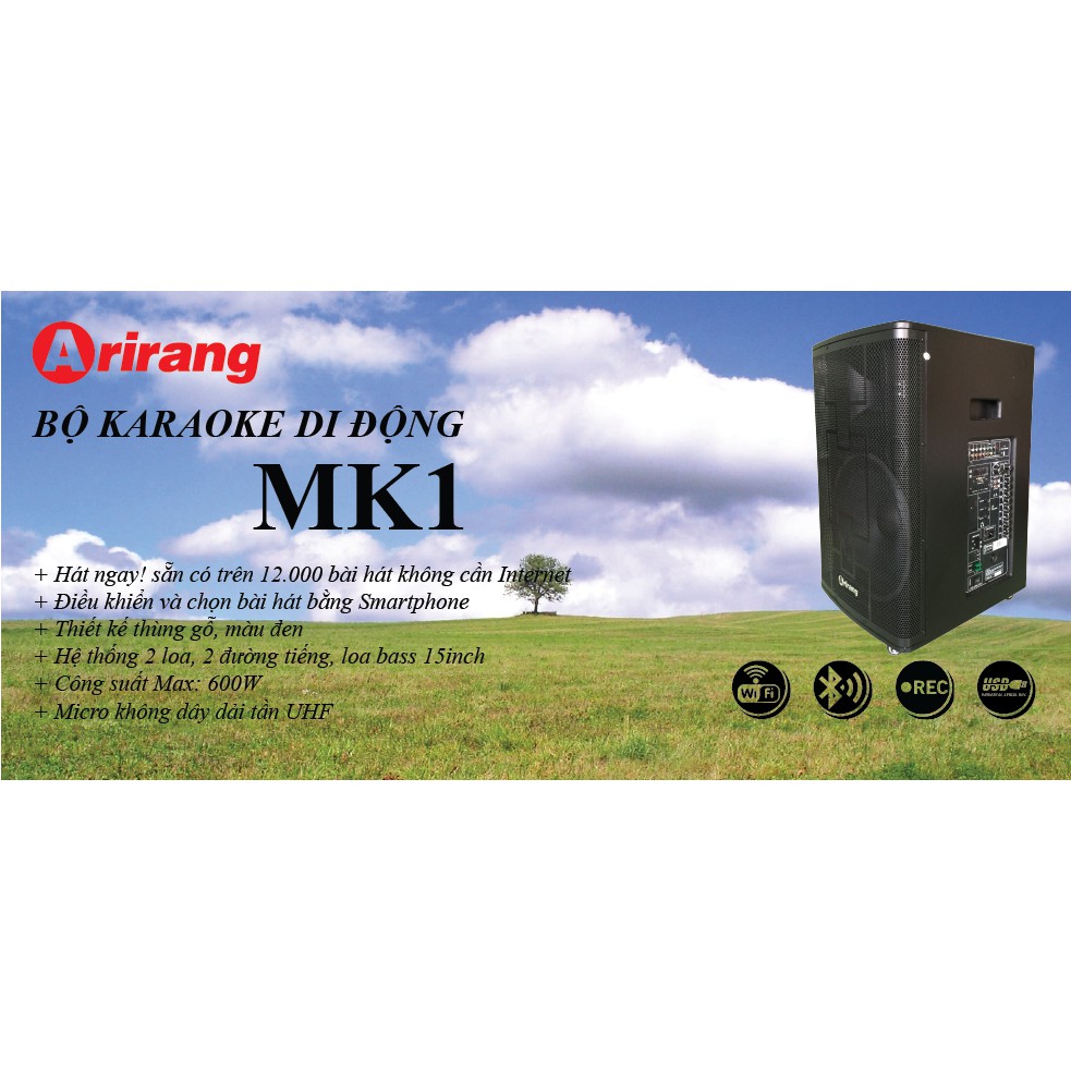 Loa Kéo Di Động Arirang MK1(Tặng kèm 2 tay mic không dây)